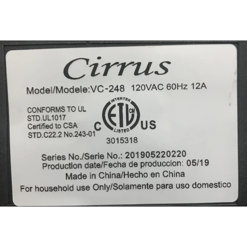 Cirrus Canister Vacuum Cleaner VC248 Variable speed only 9 lbs With Bags!
